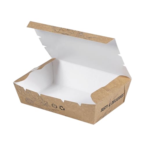 Pack2Eat Disposable Meal box, Biodegradable Paper Medium Size Snack Boxes, Eco-Friendly, Leak Proof and Grease Resistant Fast Food Boxes for Burgers, Fries, Snacks Lockable boxes - Pack of 50 - Image 2
