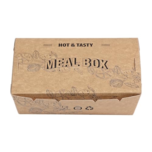 Pack2Eat Disposable Meal box, Biodegradable Paper Medium Size Snack Boxes, Eco-Friendly, Leak Proof and Grease Resistant Fast Food Boxes for Burgers, Fries, Snacks Lockable boxes - Pack of 50 - Image 1