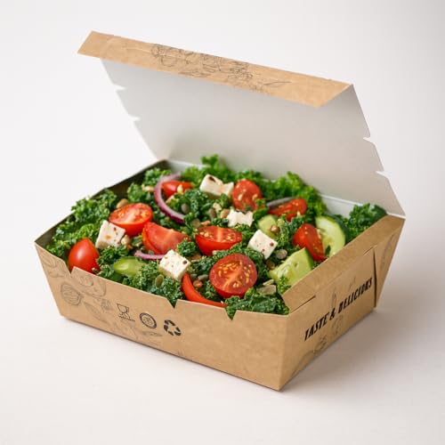 Pack2Eat Disposable Meal box, Biodegradable Paper Medium Size Snack Boxes, Eco-Friendly, Leak Proof and Grease Resistant Fast Food Boxes for Burgers, Fries, Snacks Lockable boxes - Pack of 50 - Image 3