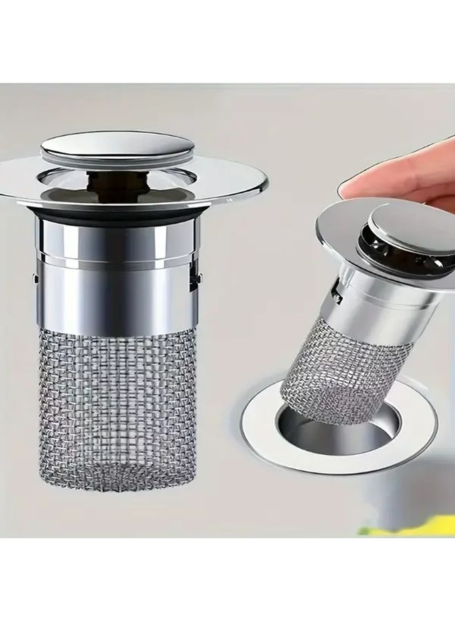 304 Stainless Steel Retractable Sink Drain Stopper Hair Catcher For 1 34 To 1 57 Inch Drain - Image 1