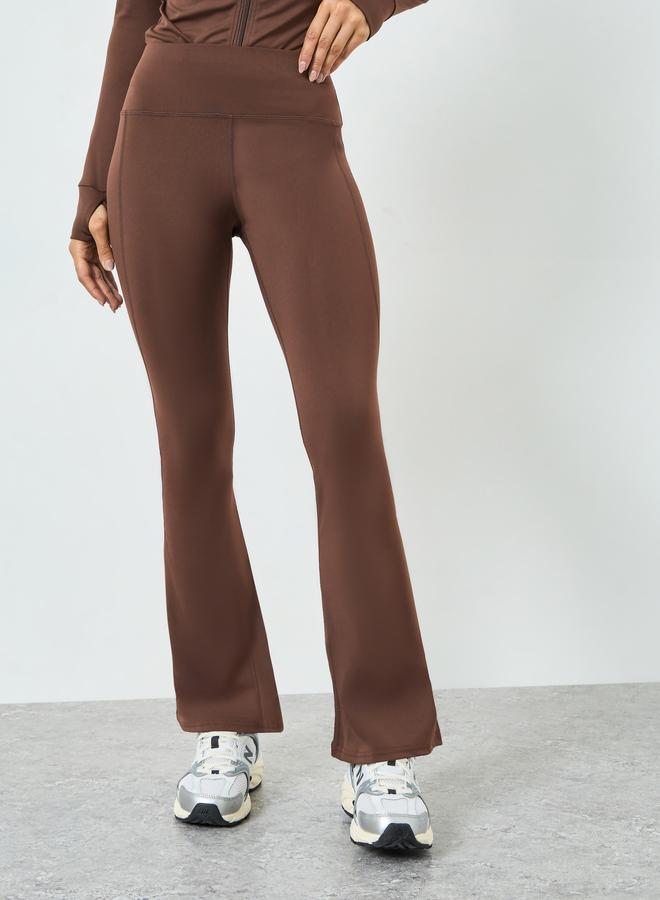 Styli Active Brown Contour Stitch Detail Zip-Up Jacket and Leggings Set - Image 5