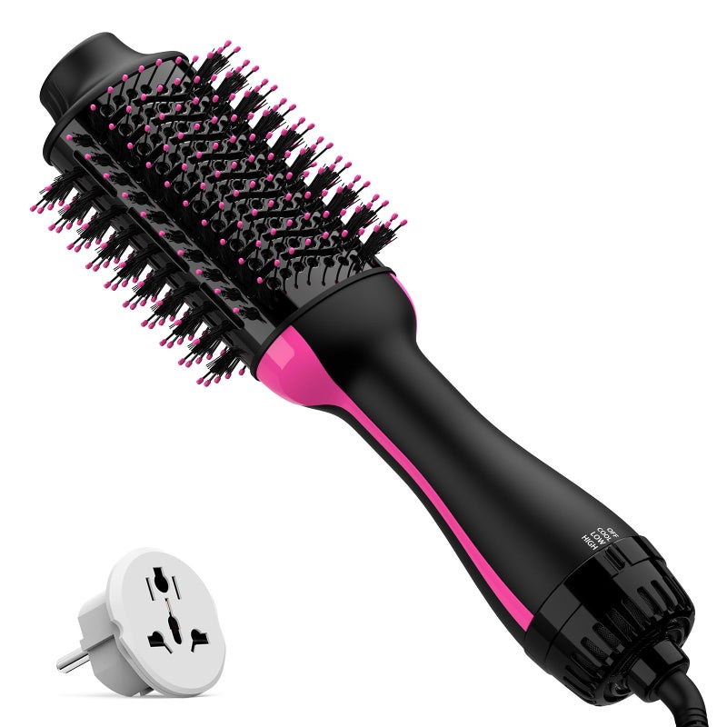 Dual Voltage Hair Dryer Brush with Negative Ion Antifrizz Styler  Hot Air Volumizer for 110V120V220V240V European and Travel Use