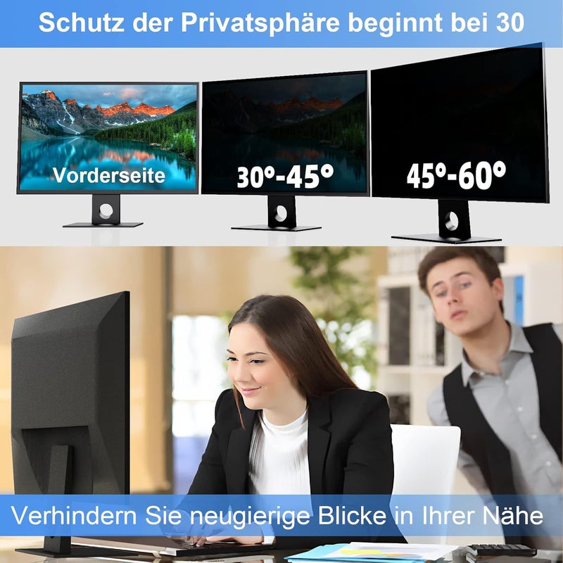 Mamol 24 Inch Monitor Privacy Filter Anti-Blue Light Filter, Removable Privacy Screen Anti Blue Light Anti-Glare Screen Protector for 24 Inch 16:9 Privacy Film - Image 3