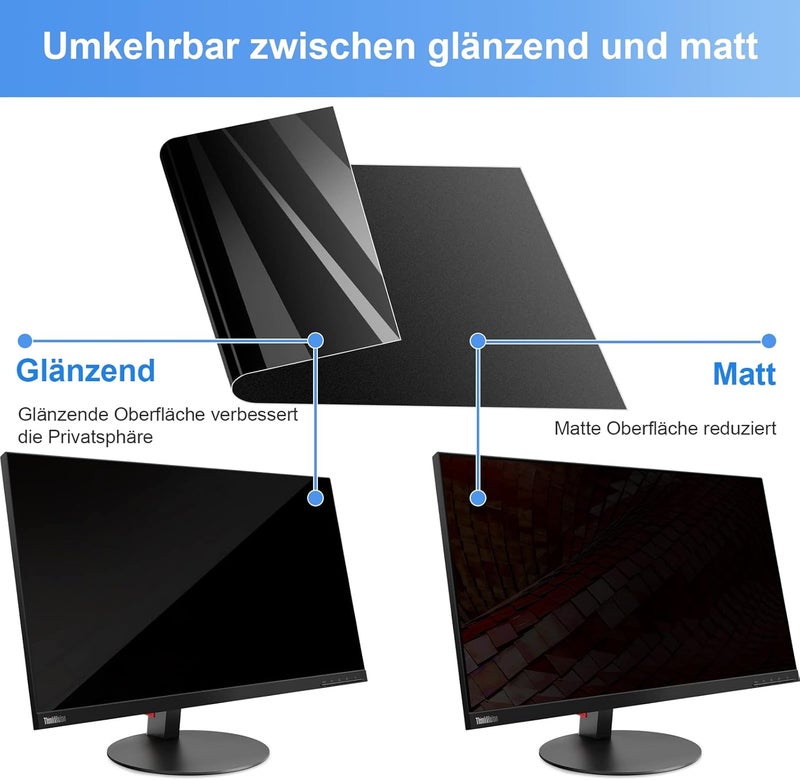 Mamol 24 Inch Monitor Privacy Filter Anti-Blue Light Filter, Removable Privacy Screen Anti Blue Light Anti-Glare Screen Protector for 24 Inch 16:9 Privacy Film - Image 5