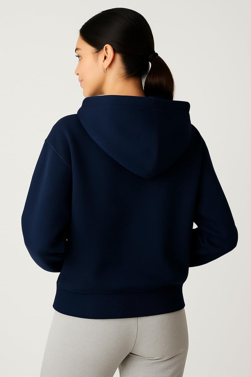 ADBUCKS Women's Oversized Winter Jacket Sweatshirts Casual Drawstring Clothes Zip Up Hoodie with Front Pocket Ii Womens Hoodies Ii (in, Alpha, 4XL, Blue) - Image 4
