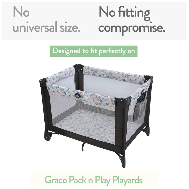 Cuddly Cubs Pack n Play Sheets | 2 Pack Playard Sheet for Baby Girl and Boy | Pure Jersey Cotton Unisex Mini Portable Crib Sheets | Sheep and Stripe in Grey | Compatible with Graco Pack and Play - Image 2