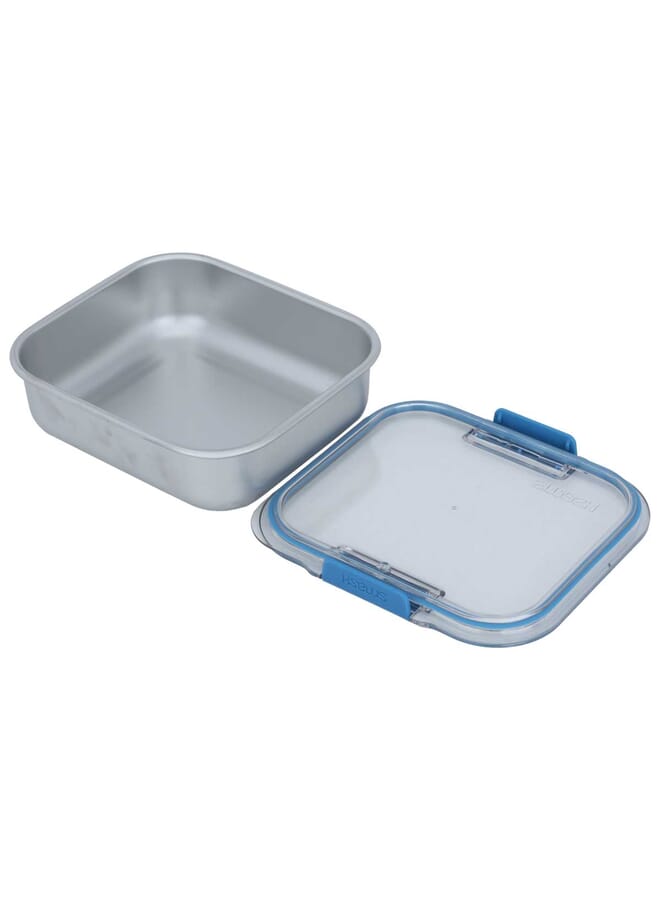 Alsaif Gallery Smash Stainless Steel Food Container, 600ml / 20.28in, Square with Lid - Silver - Image 2