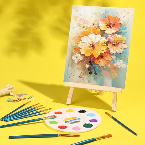 AROIC 156 PCS Professional Painting Set with Easels, 12 Wood Easels,120 Brushes with Nylon Brush Head,12 Drawing Boardart and 12 Palette, Painting Supplies kitfor Kids & Adults to Painting Party. - Image 5