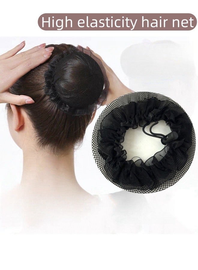 Harse 5Pcs Hair Bun Covers Set, High Elasticity Breathable Bun Nets, Reusable, Suitable for Ballet Dancers, Skating, Yoga, Flight Attendants (With Elastic Band) - Image 2