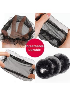 Harse 5Pcs Hair Bun Covers Set, High Elasticity Breathable Bun Nets, Reusable, Suitable for Ballet Dancers, Skating, Yoga, Flight Attendants (With Elastic Band)  - Image 4