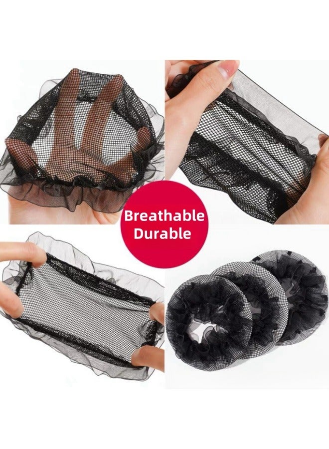 Harse 5Pcs Hair Bun Covers Set, High Elasticity Breathable Bun Nets, Reusable, Suitable for Ballet Dancers, Skating, Yoga, Flight Attendants (With Elastic Band) - Image 4