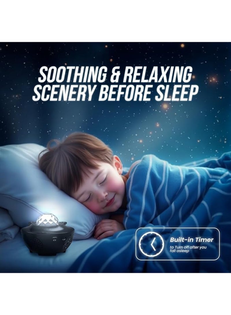 Cool Baby LED Star Projector Night Light with Ocean Wave & Starlight Effects– Premium Planetarium Projector with Built-in Speaker, USB Port & Sound-Activated Mode – Galaxy Light for Relaxation & Kids Room - Image 4