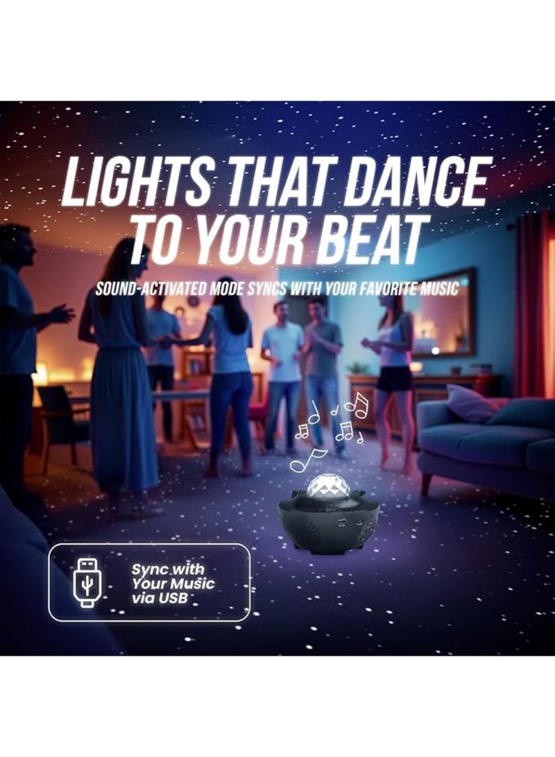 Cool Baby LED Star Projector Night Light with Ocean Wave & Starlight Effects– Premium Planetarium Projector with Built-in Speaker, USB Port & Sound-Activated Mode – Galaxy Light for Relaxation & Kids Room - Image 5