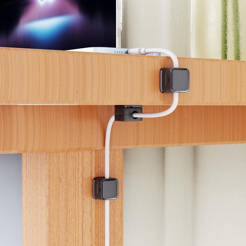 Lariox Magnetic Cable Organizer Cable Clips Cord Holder Under Desk Cable Management Adhesive Wire Holder Keeper Organizer for Home Office Desk Nightstand Phone Car Wall Desktop Pack Of 6 - Image 5
