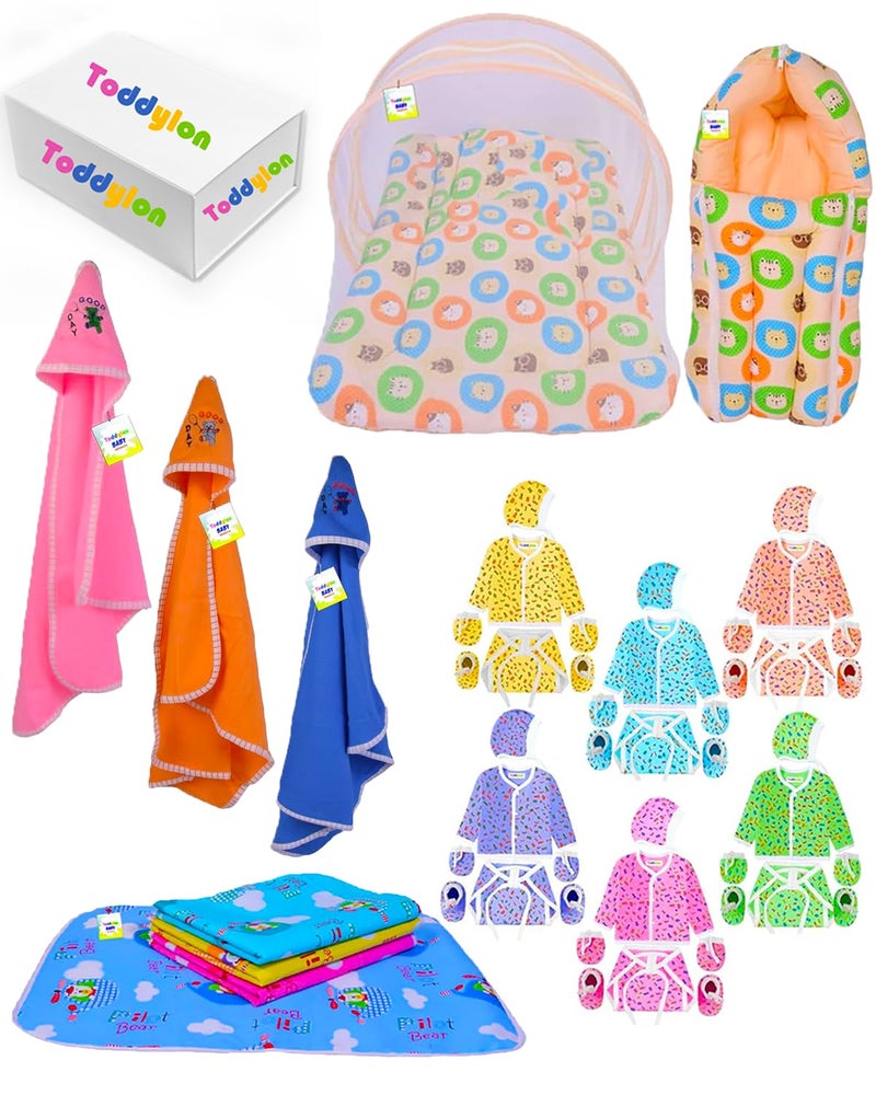 Toddylon 33 in 1 Baby Products All New Born Complete Daily Items | Gift Packs | Combos | Essentials Items | Hospital Kit | Baby Bed | Clothing Set (Multicolor, 0-6 Months) - Image 1