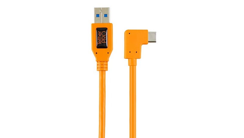 TETHER TOOLS TetherPro USB 3.0 to USB-C Right Angle Adapter Cable | for Fast Transfer and Connection Between Camera and Computer | High Visibility Orange | 20 inches (50 cm) | Tether Tools - Image 1