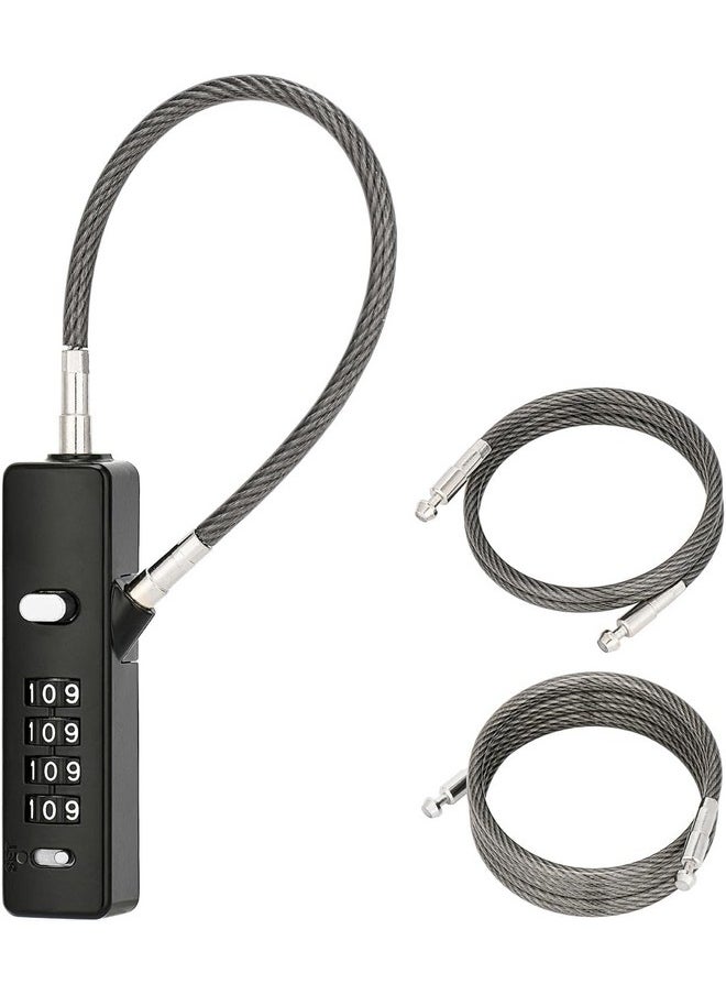 DOCOSS - Steel Number Lock For Bag,Luggage Locks For Travel With 3 Different Lengths Cables For Suitcase Also, Multi-Purpose Password Combination Small Lock (Black) - Image 1