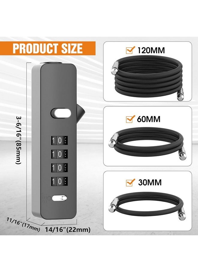 DOCOSS - Steel Number Lock For Bag,Luggage Locks For Travel With 3 Different Lengths Cables For Suitcase Also, Multi-Purpose Password Combination Small Lock (Black) - Image 1