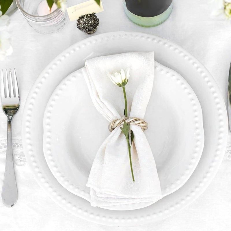 REWOMC 24 Pcs White Charger Plates Bulk 13 Round Beaded Plate Chargers for Dinner Plates Decorative Dinner Chargers Plastic Table Chargers for Wedding Holiday Party Baby Shower Event Decoration White - Image 3