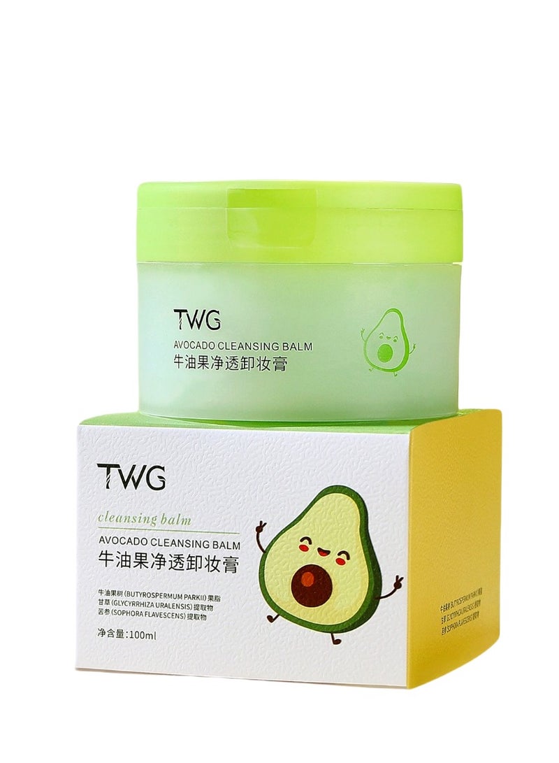 TWG بلسم منظف ، مزيل مكياج بلسم أفوكادو ، غير مزعج ، مناسب لجميع أنواع البشرة ، سهل إزالة المكياج ، مكونات نباتية 100 جرام - Image 1