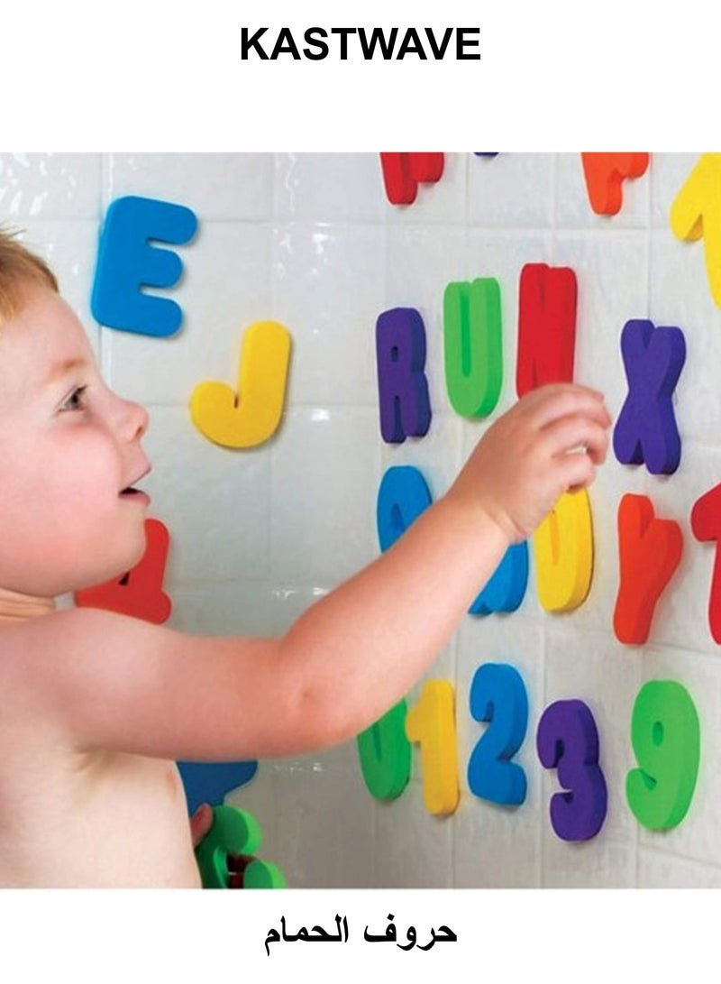 KASTWAVE Bath Toys Organizer + 36 Soft Foam ABC 123 Letters & Numbers Bathroom Alphabet Baby Toys for Early Learning Foam Letters and Quick Dry Storage Net Bag - Image 1