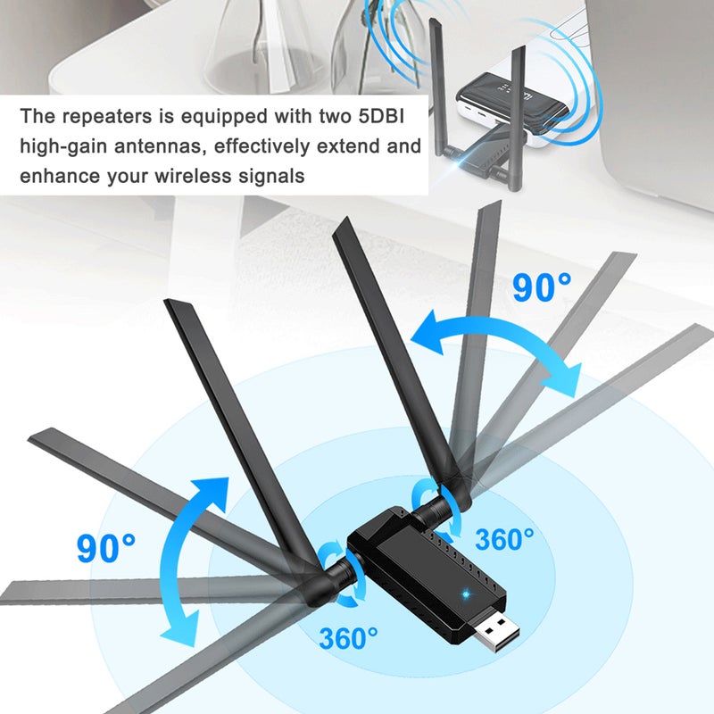 مضاعفات لاسلكية USB 300 ميجابت في الثانية بتردد 2.4 جيجاهرتز - مُوسّع إشارات الواي فاي - مُعزّز إشارات الإنترنت اللاسلكي داخل المنزل - مضاعف إشارات الإنترنت اللاسلكي مكبر إشارات - Image 4