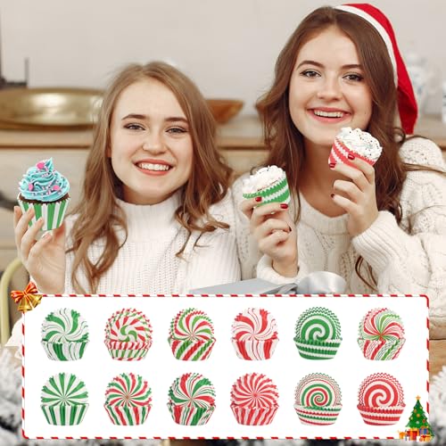 Qumenan 600 Pack Christmas Candy Cupcake Liners Wrappers Baking Cups Santa Holiday Paper Wraps Muffin Liners for Xmas Birthday Party Candy Cake Decorations Supplies(12 Styles) - Image 5