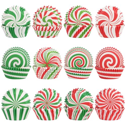 Qumenan 600 Pack Christmas Candy Cupcake Liners Wrappers Baking Cups Santa Holiday Paper Wraps Muffin Liners for Xmas Birthday Party Candy Cake Decorations Supplies(12 Styles) - Image 1