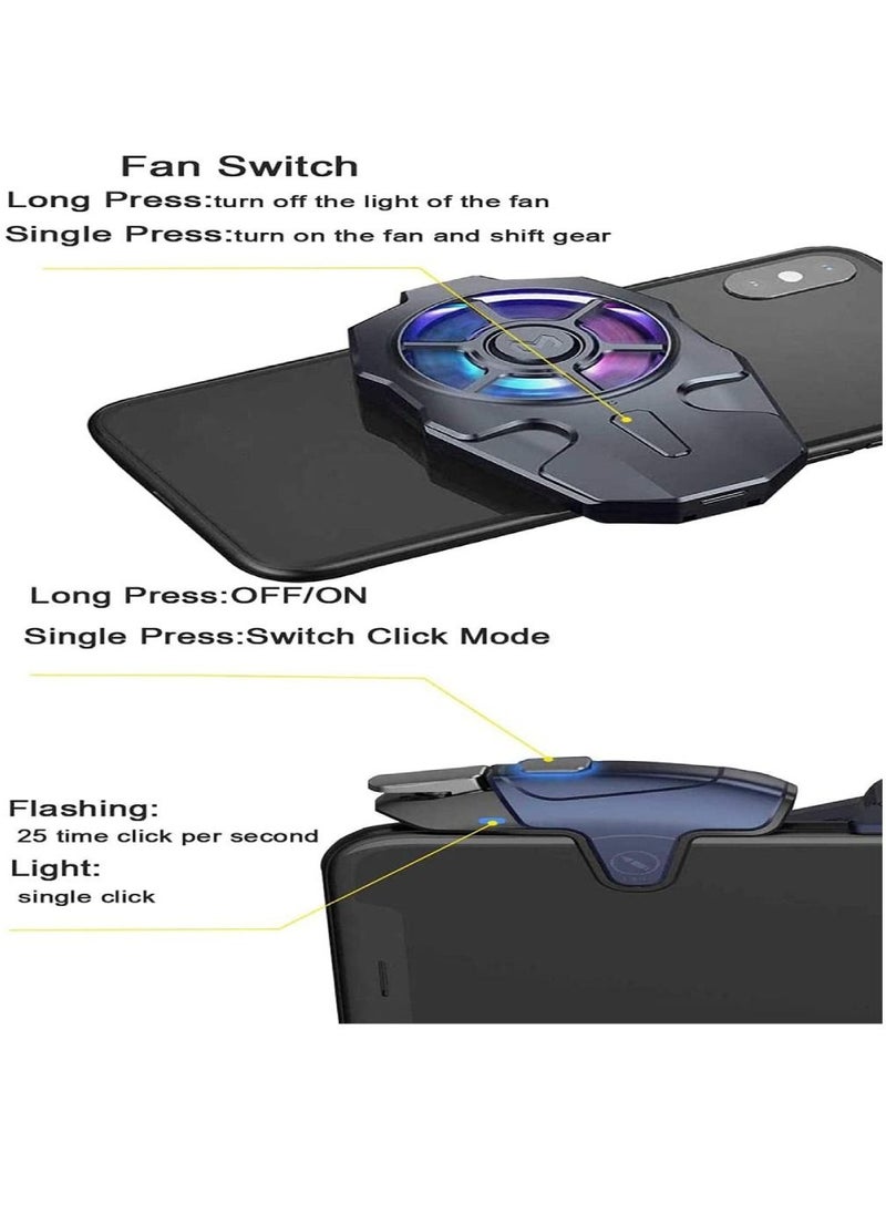 AK03 Fantasy Mobile Game Controller And Cooling Fan, PUBG Gaming Joystick Trigger Gamepad Cooler With RGB Light