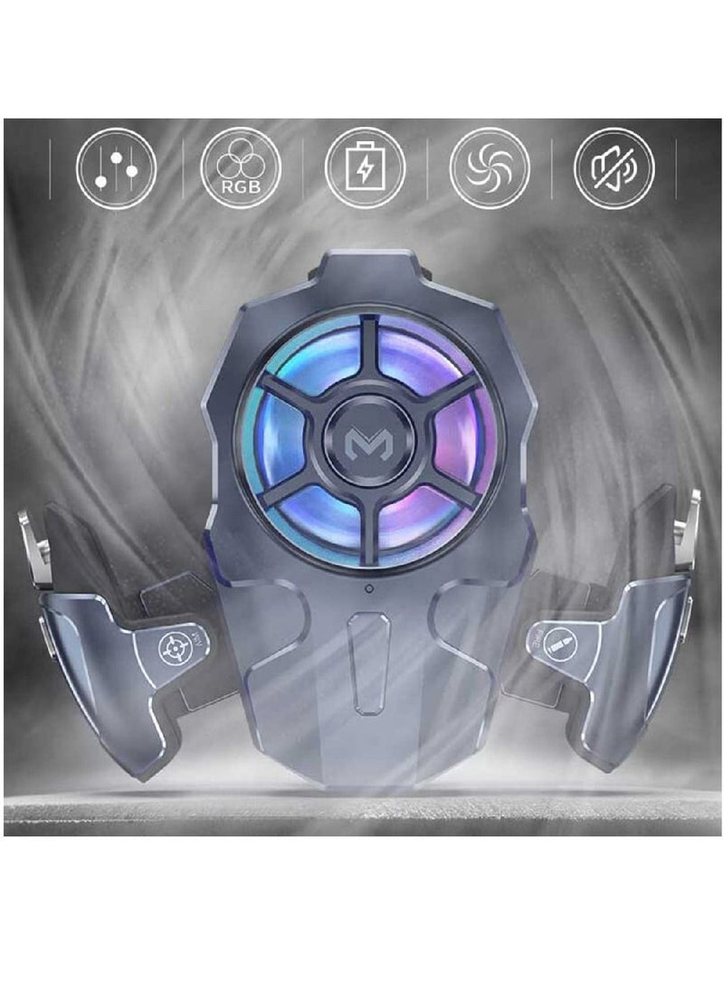 AK03 Fantasy Mobile Game Controller And Cooling Fan, PUBG Gaming Joystick Trigger Gamepad Cooler With RGB Light