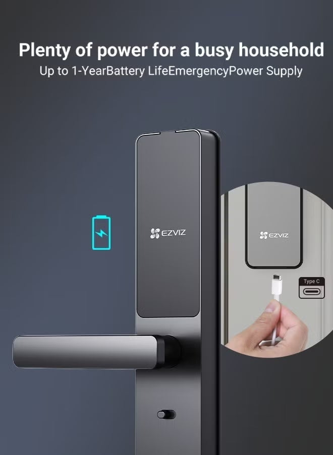 EZVIZ Smart Lock DL05 7-in-1 Keyless Entry Door Lock Fingerprint Access Secure Keyless Entry Instant Alerts Weather-resistant Child Safety Lock for Home, Apartment, Villa, Office, Hotel (5085) - Image 2