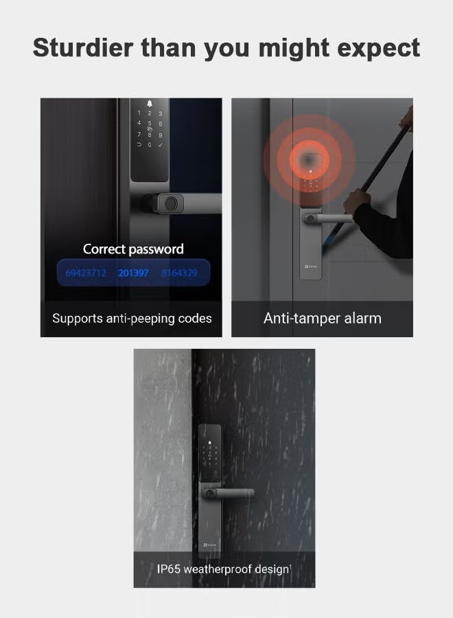 EZVIZ Smart Lock DL05 7-in-1 Keyless Entry Door Lock Fingerprint Access Secure Keyless Entry Instant Alerts Weather-resistant Child Safety Lock for Home, Apartment, Villa, Office, Hotel (5085) - Image 3