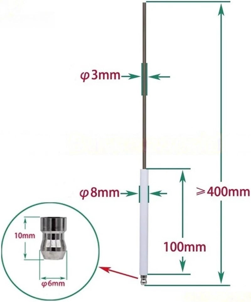 Universal Ceramic Rod Ignitor Electrode, Diameter 8mm 10mm 12mm 14mm Electrode Boiler Burner(D12mmx100mm) - Image 5
