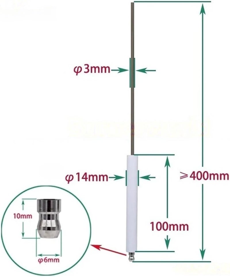 Universal Ceramic Rod Ignitor Electrode, Diameter 8mm 10mm 12mm 14mm Electrode Boiler Burner(D12mmx100mm) - Image 3