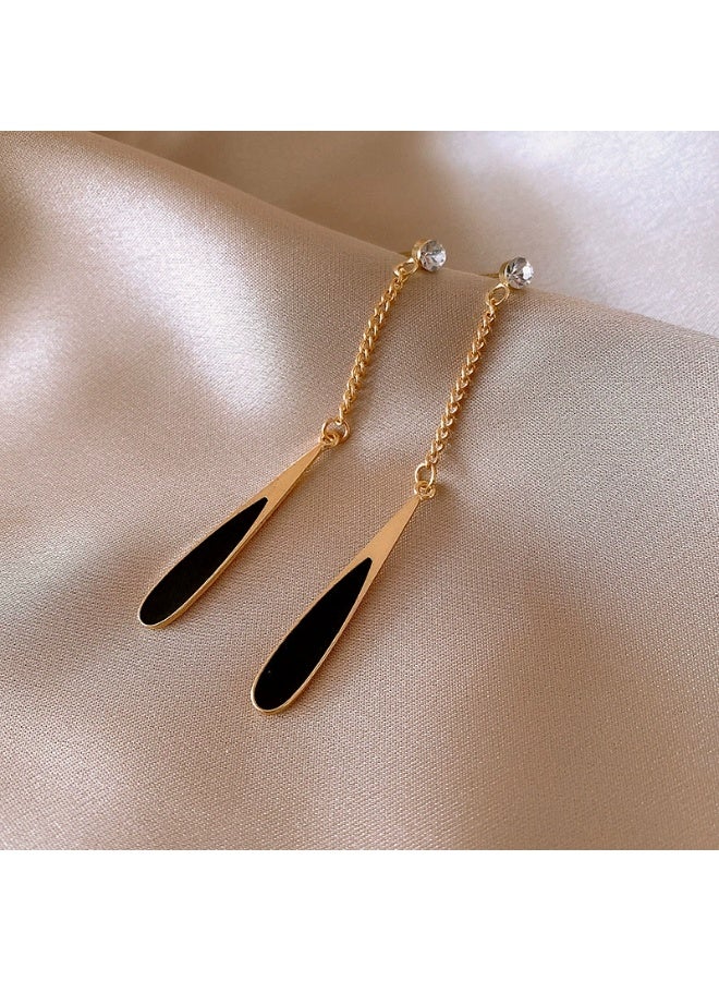 Goolsky Rhinestone Teardrop Enamel Earrings for Women – Minimalist European & American Chic Jewelry, Teardrop Enamel & Rhinestones, Formal/Daily Wear - Image 3