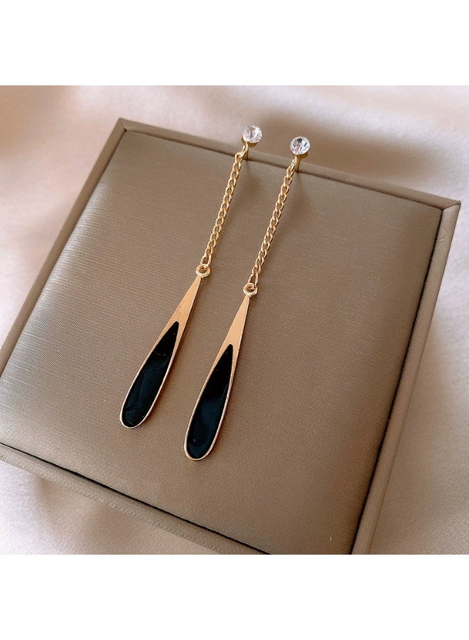 Goolsky Rhinestone Teardrop Enamel Earrings for Women – Minimalist European & American Chic Jewelry, Teardrop Enamel & Rhinestones, Formal/Daily Wear - Image 1