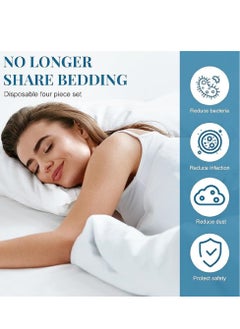 Generic Travel Disposable Bed Sheet Set 4Pcs Portable Disposable Sheet And Disposable Pillowcase Set  Suitable For Travel Hotel Business Travel  Spa  Hospital  - Image 2