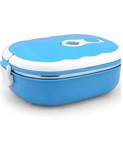 Excefore Lunch Box, Rectangle Thermal for Food Stainless Steel Lunch Container Lunch Box Food Storage Container Thermos for Hot Food 900ML (Blue 1 Layer)  - Image 1