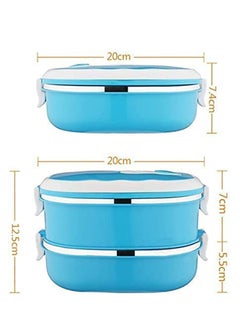 Excefore Lunch Box, Rectangle Thermal for Food Stainless Steel Lunch Container Lunch Box Food Storage Container Thermos for Hot Food 900ML (Blue 1 Layer)  - Image 5