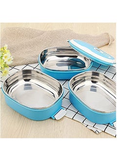 Excefore Lunch Box, Rectangle Thermal for Food Stainless Steel Lunch Container Lunch Box Food Storage Container Thermos for Hot Food 900ML (Blue 1 Layer)  - Image 2