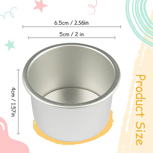 LARATH 5 Pieces 2Inch Round Mini Cake Pan with Removable Bottom Aluminum Alloy Small Cheesecake Baking Tray Non-Stick Bread Pizza Chiffon Fondant Mold DIY Cooking Tools, Silver - Image 2