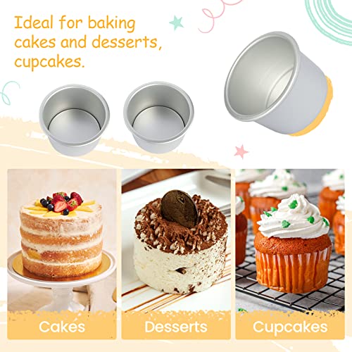 LARATH 5 Pieces 2Inch Round Mini Cake Pan with Removable Bottom Aluminum Alloy Small Cheesecake Baking Tray Non-Stick Bread Pizza Chiffon Fondant Mold DIY Cooking Tools, Silver - Image 4
