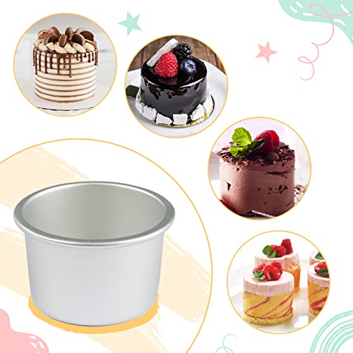 LARATH 5 Pieces 2Inch Round Mini Cake Pan with Removable Bottom Aluminum Alloy Small Cheesecake Baking Tray Non-Stick Bread Pizza Chiffon Fondant Mold DIY Cooking Tools, Silver - Image 5