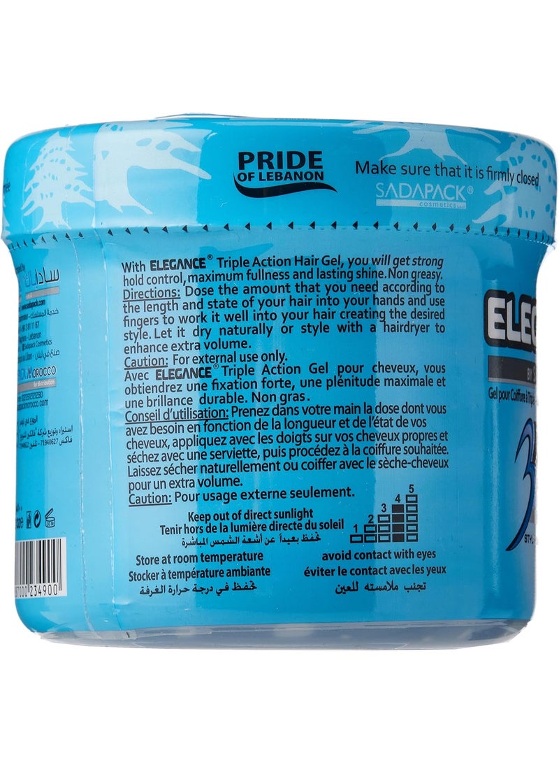 Elegance Triple Action Hair Gel - Blue, 1000ml | Strong Hold, Glossy Finish, Flexible Styling - Image 2