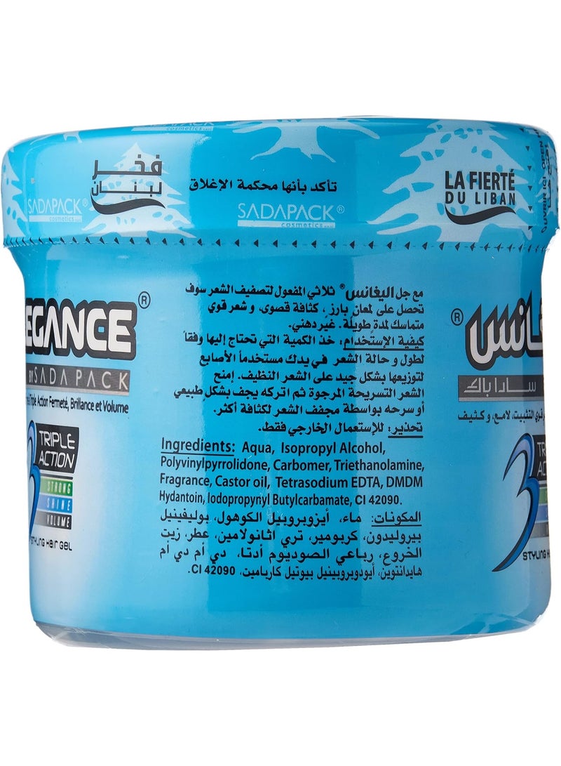 Elegance Triple Action Hair Gel - Blue, 1000ml | Strong Hold, Glossy Finish, Flexible Styling - Image 3