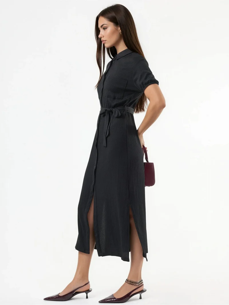بوسيم BUSEM Belted Midi Shirt Dress