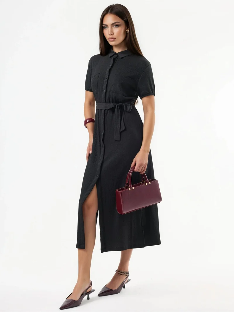 بوسيم BUSEM Belted Midi Shirt Dress