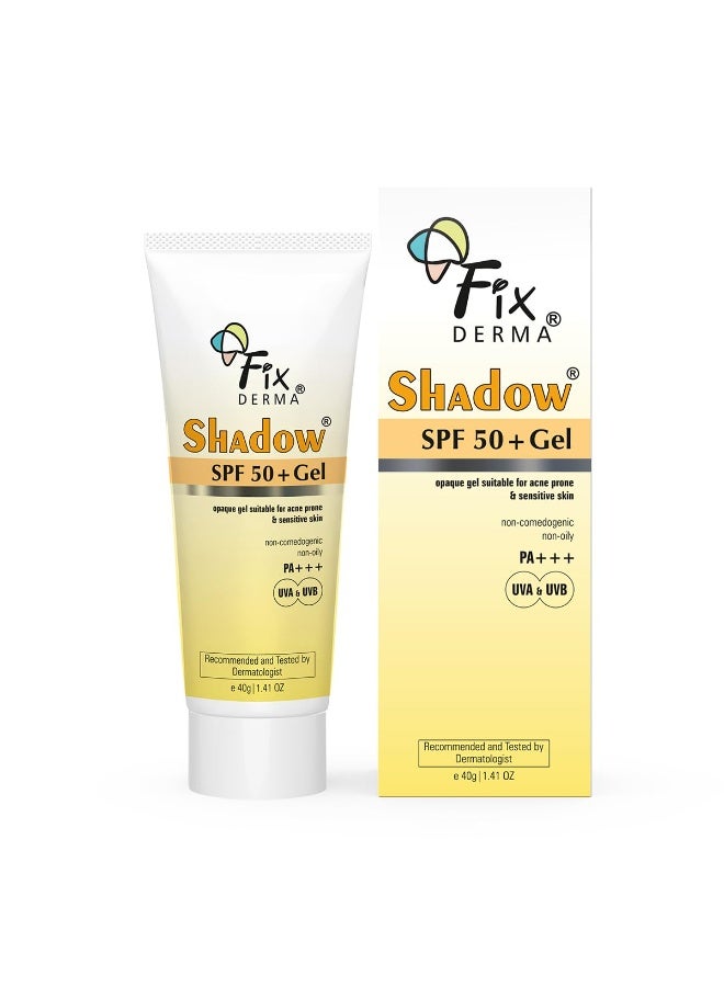 Fixderma Shadow Sunscreen SPF 50+ PA+++ Gel Broad Spectrum Sunscreen For UVA & UVB Protection | Unisex (40 g (Pack of 1) - Image 1