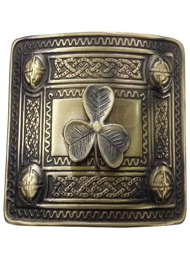AAR mens Scottish Kilt Buckle Design Antique Finish Belt, Irish Shamrock-antique, Standard - Image 1