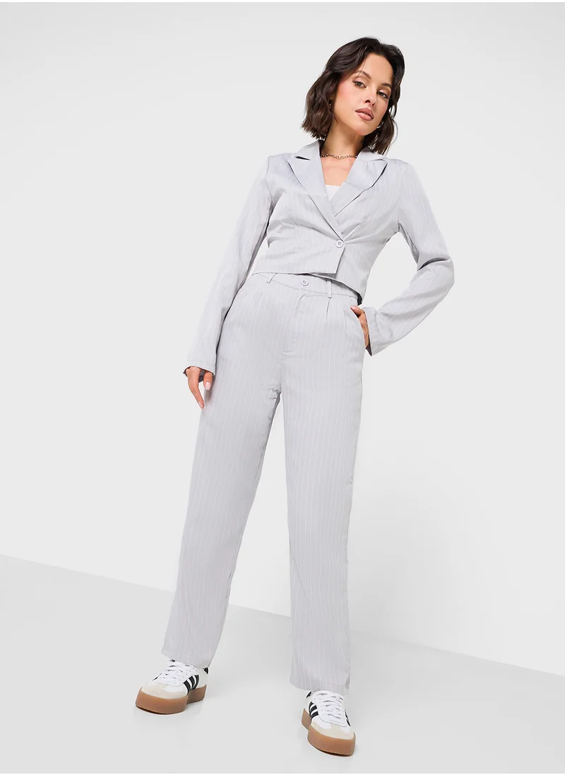 Ginger Cropped Blazer & Straight Fit Pant Coord Set